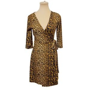 White Mark Womens Brown Cheetal Leopard Wrap Dress Size S